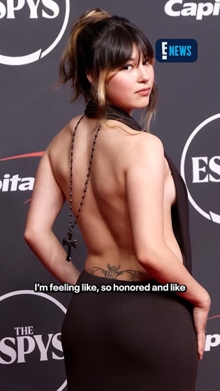 Alysa Liu reacts to her win at the ESPY Awards