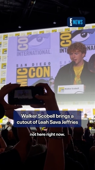 Walker Scobell brings a cutout of his co-star to SDCC